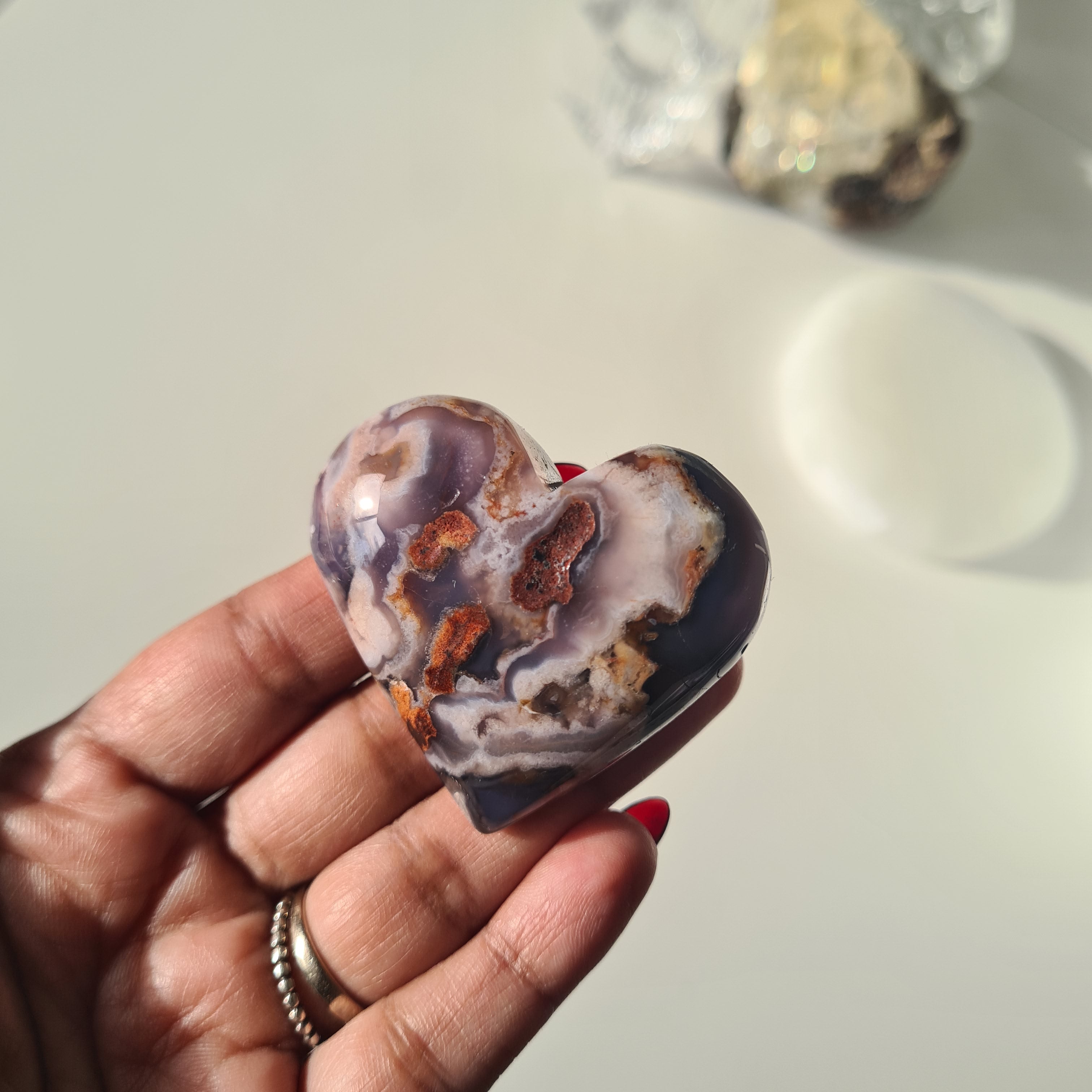 Purple Lace Agate Heart