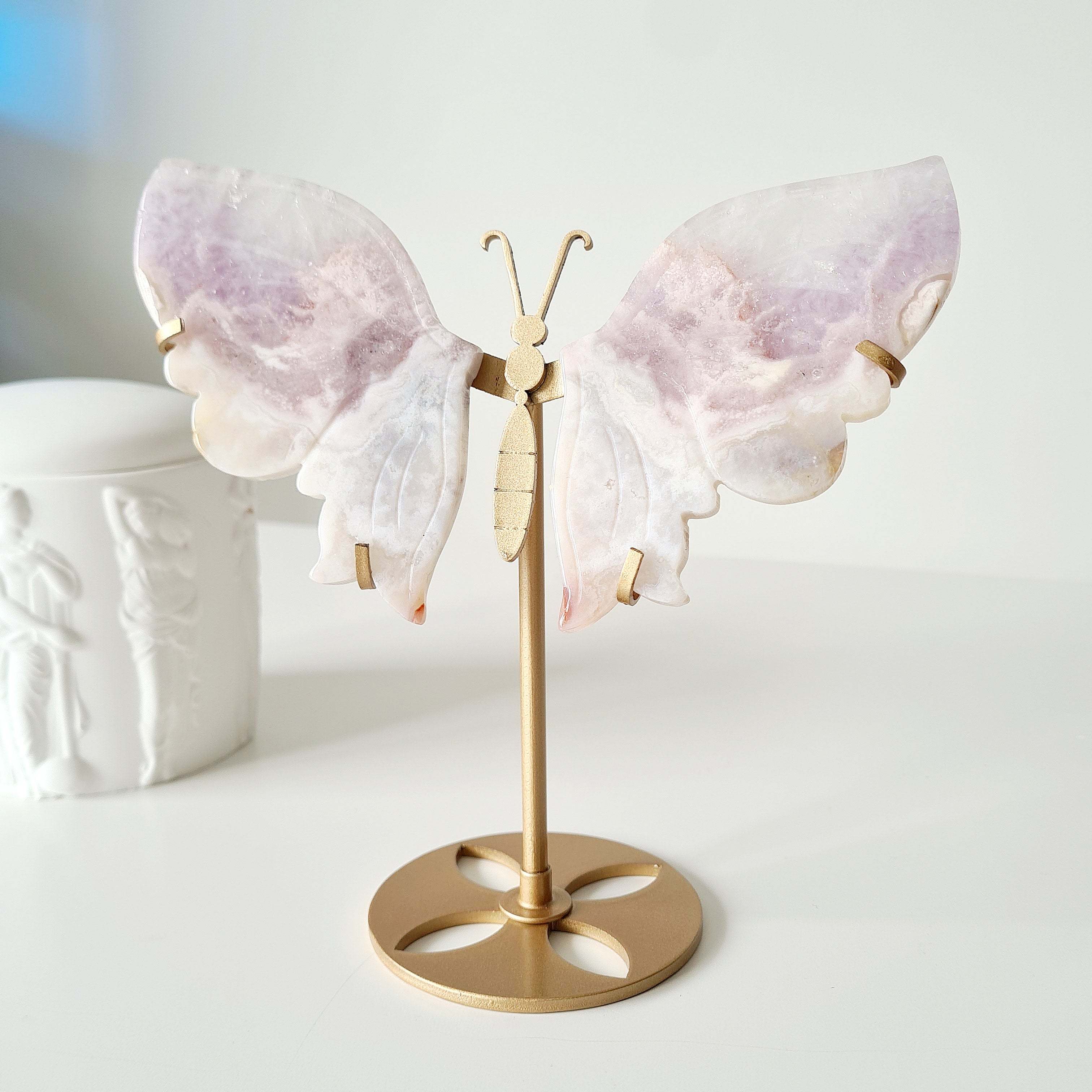 Flower Agate Butterfly 🦋 | 17.3 cm tall with stand
