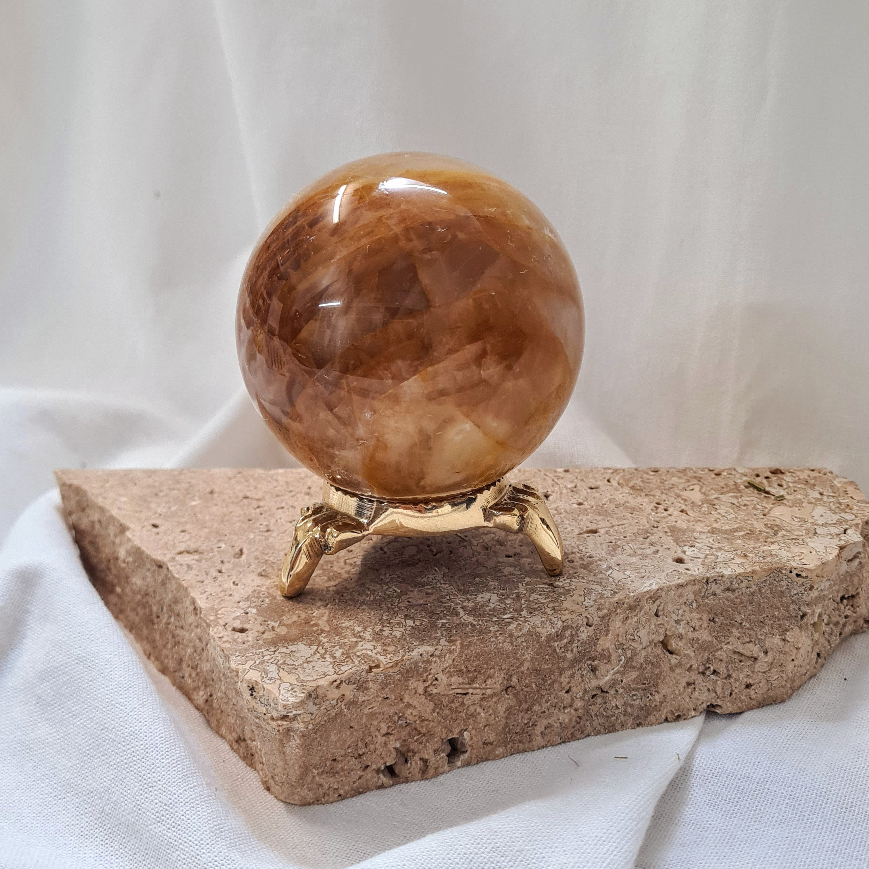 Golden Healer Sphere With Brass Stand | 596 g