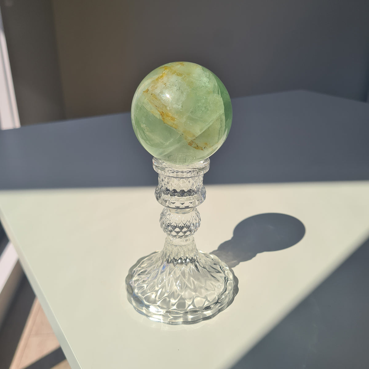 Fairy Dream Frozen Lake Fluorite Crystal Sphere With Stand | F