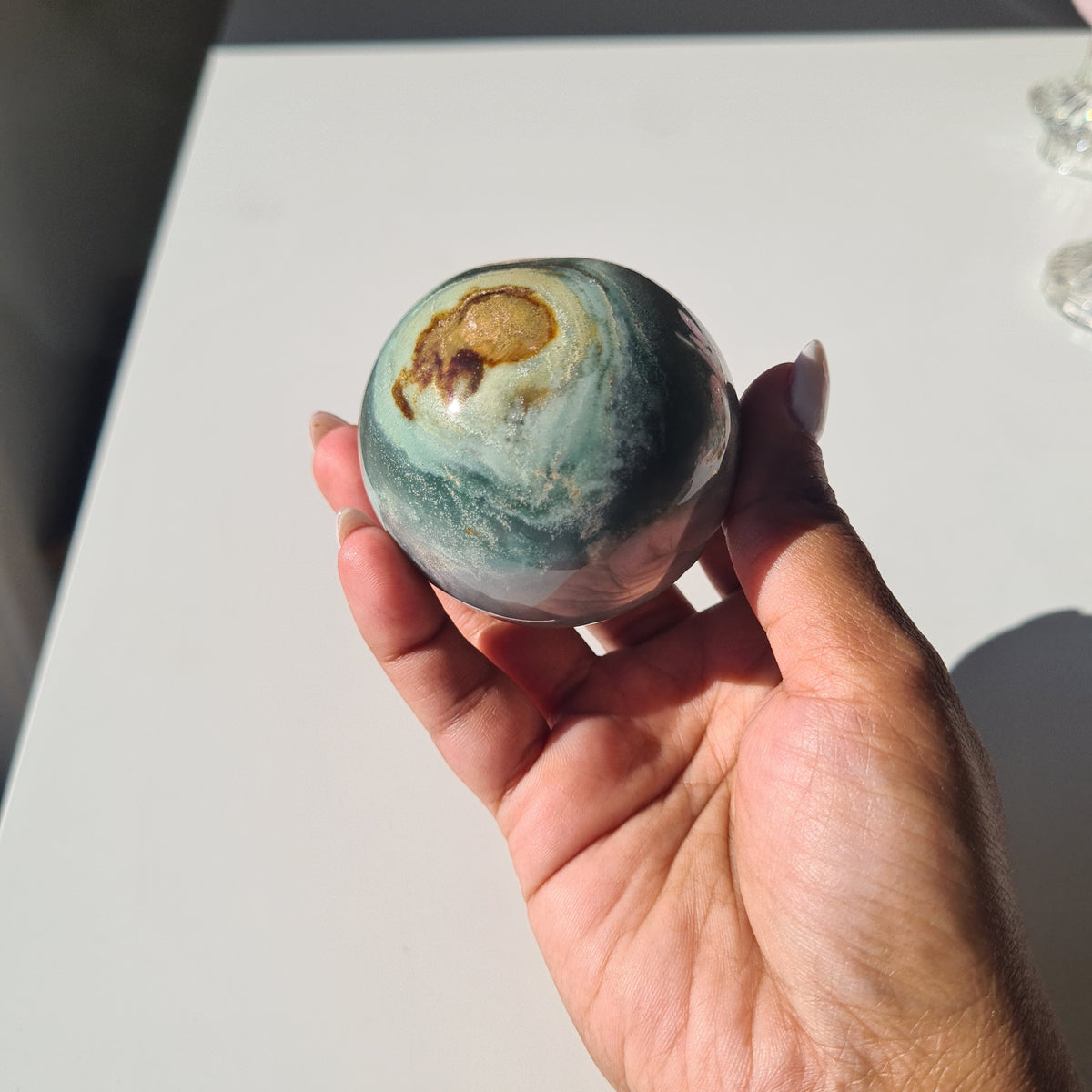 Pastel Ocean Jasper Crystal Sphere