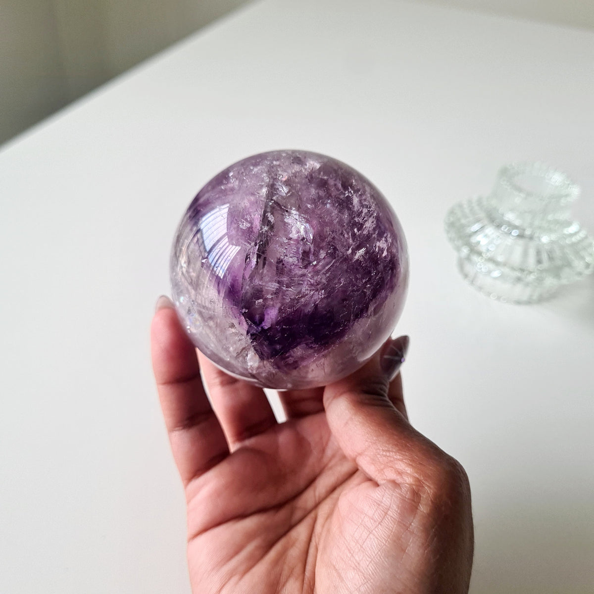 Amethyst Phantom Sphere with stand