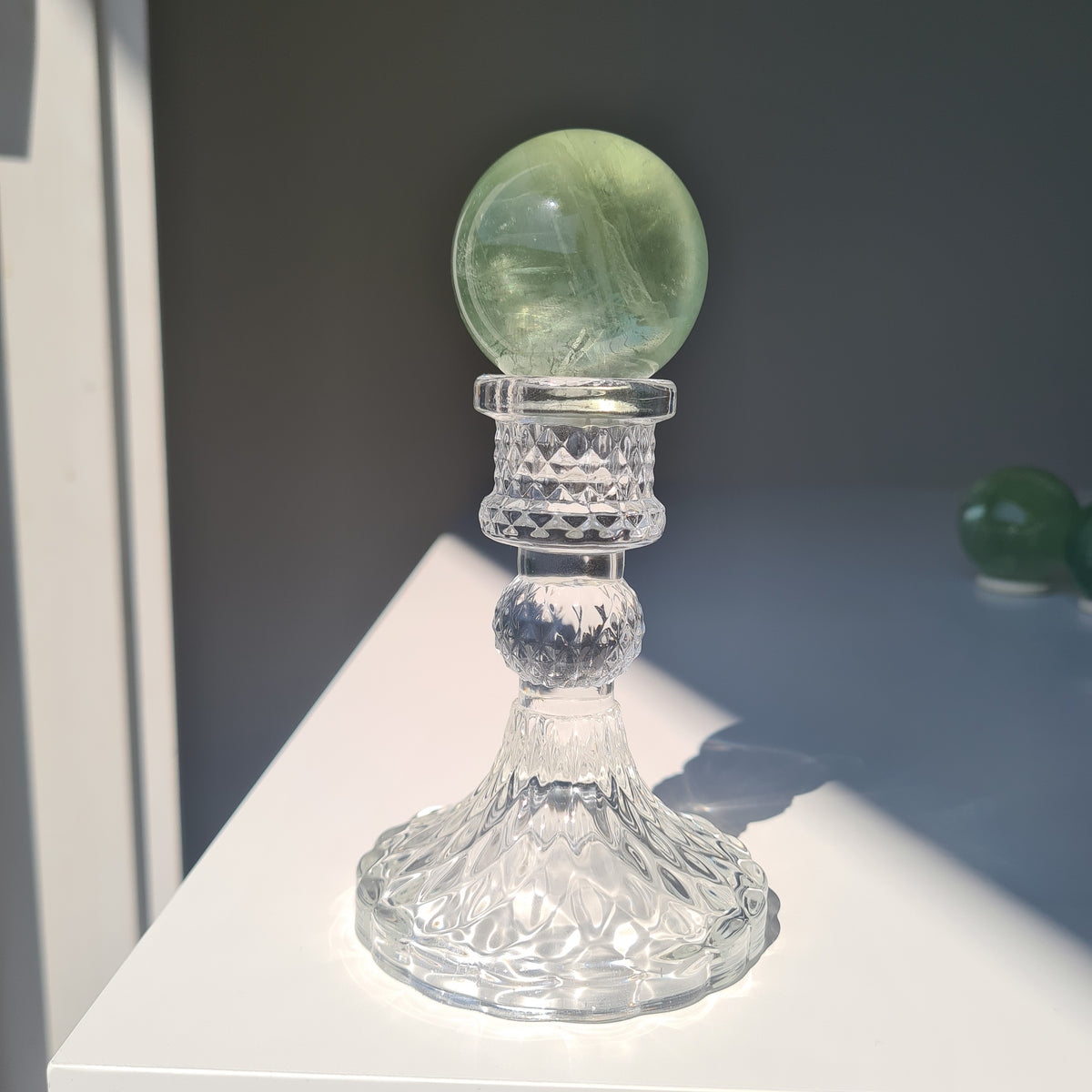 Fairy Dream Frozen Lake Fluorite Crystal Sphere With Stand | A | 4.4 cm