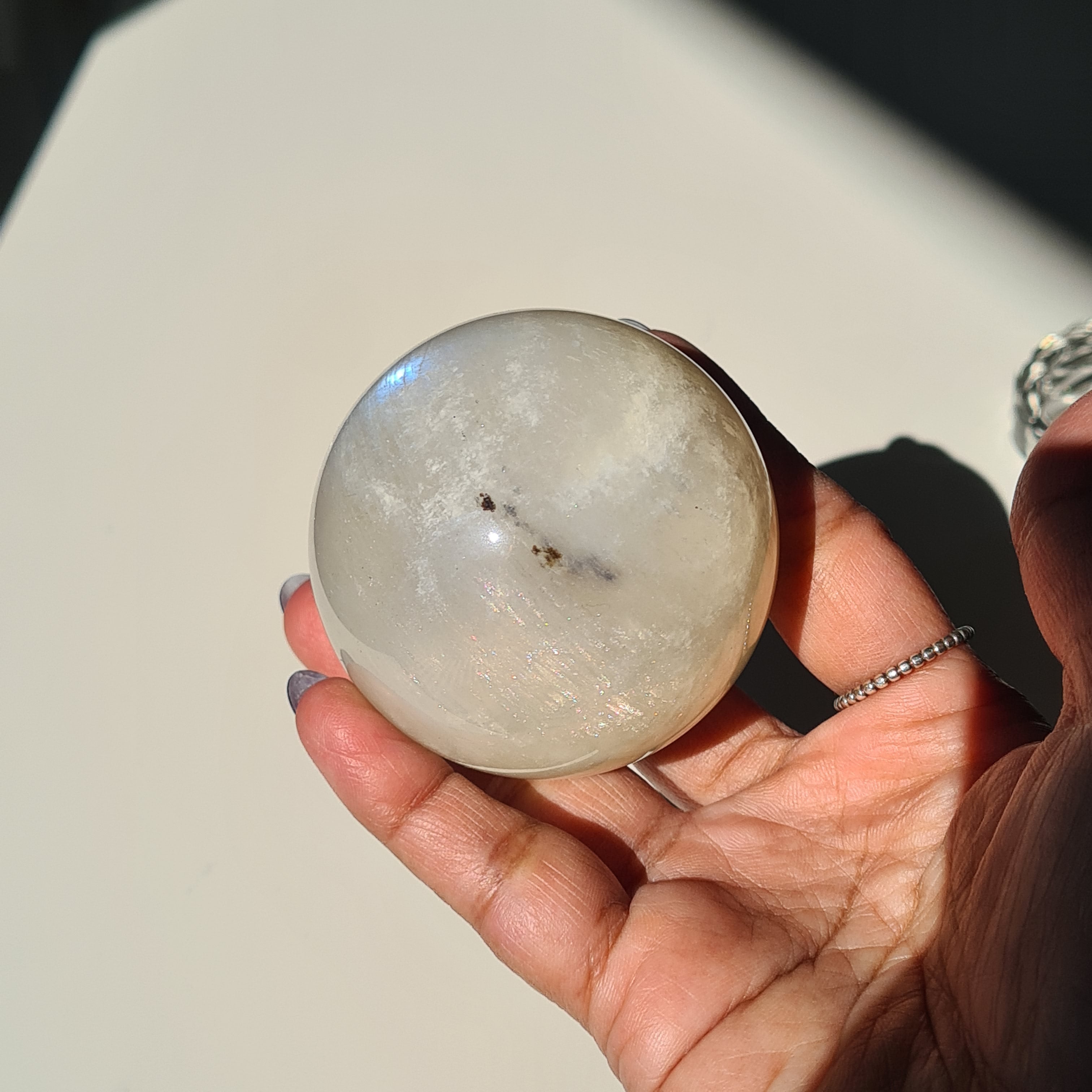 Moonstone 🌙 Sphere with stand | E | 240 g | 5.6 cm