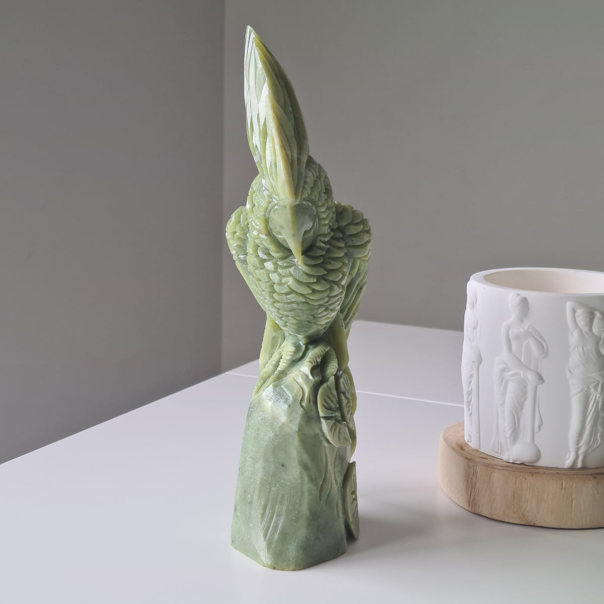 Jade Crystal Bird | Piece E | Handcarved | 24.5 cm tall
