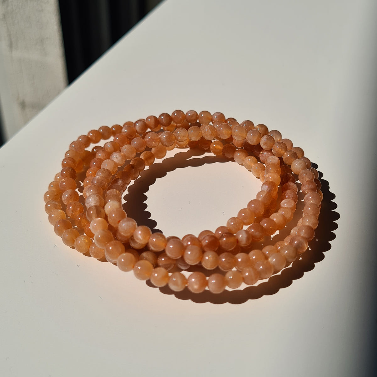 Peach Moonstone crystal beaded bracelet | 1 piece
