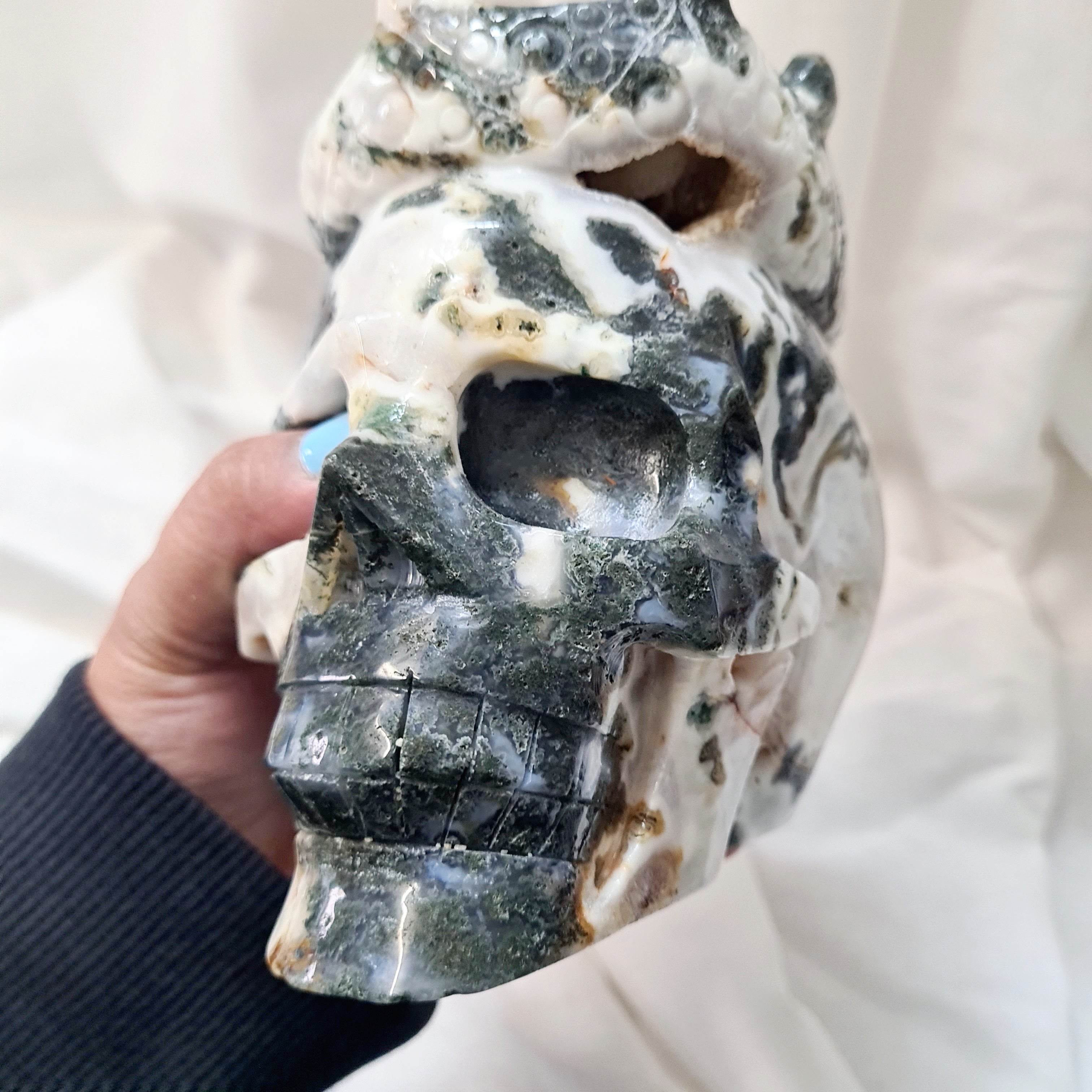 Moss Agate Skull | One of a kind