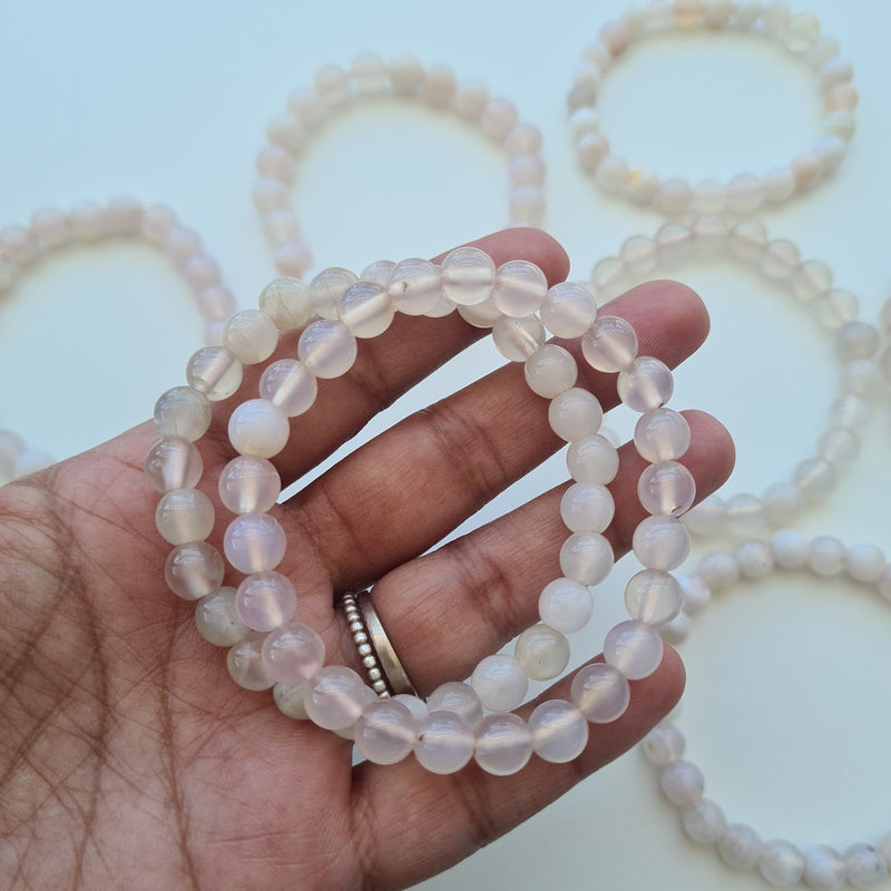 Pink Chalcedony~ Rounded bead Bracelet