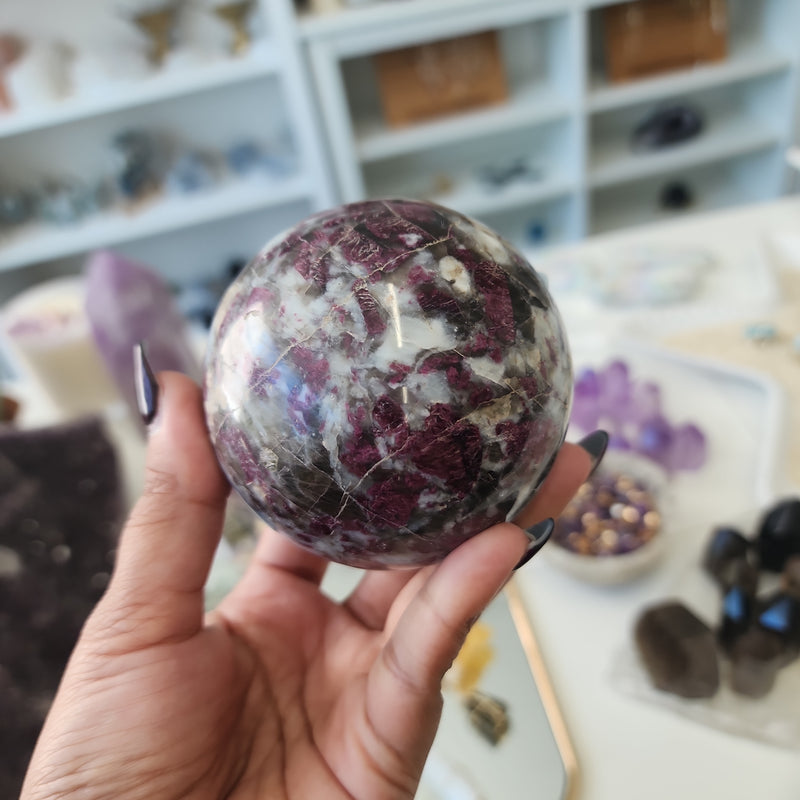Pink Tourmaline Sphere with stand