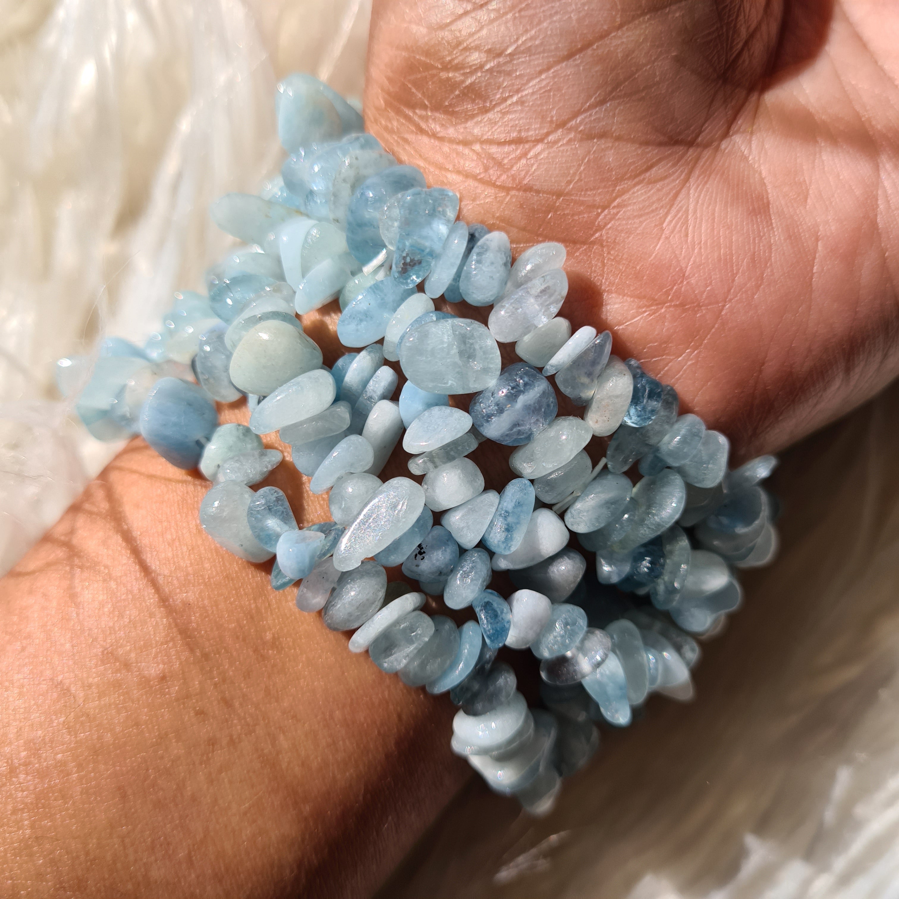 Aquamarine chips bracelet