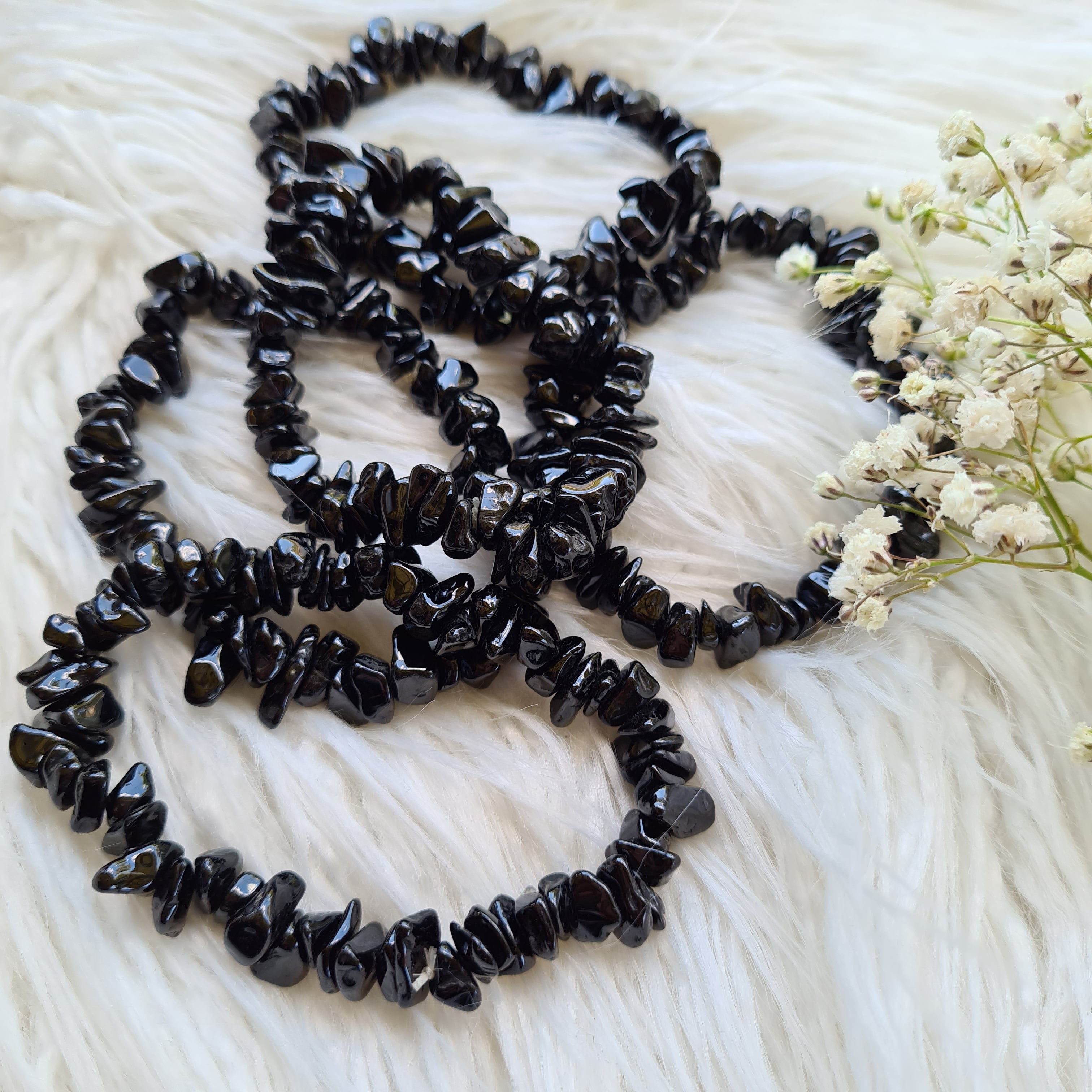 Protection | Black Tourmaline Crystal Chips Bracelet