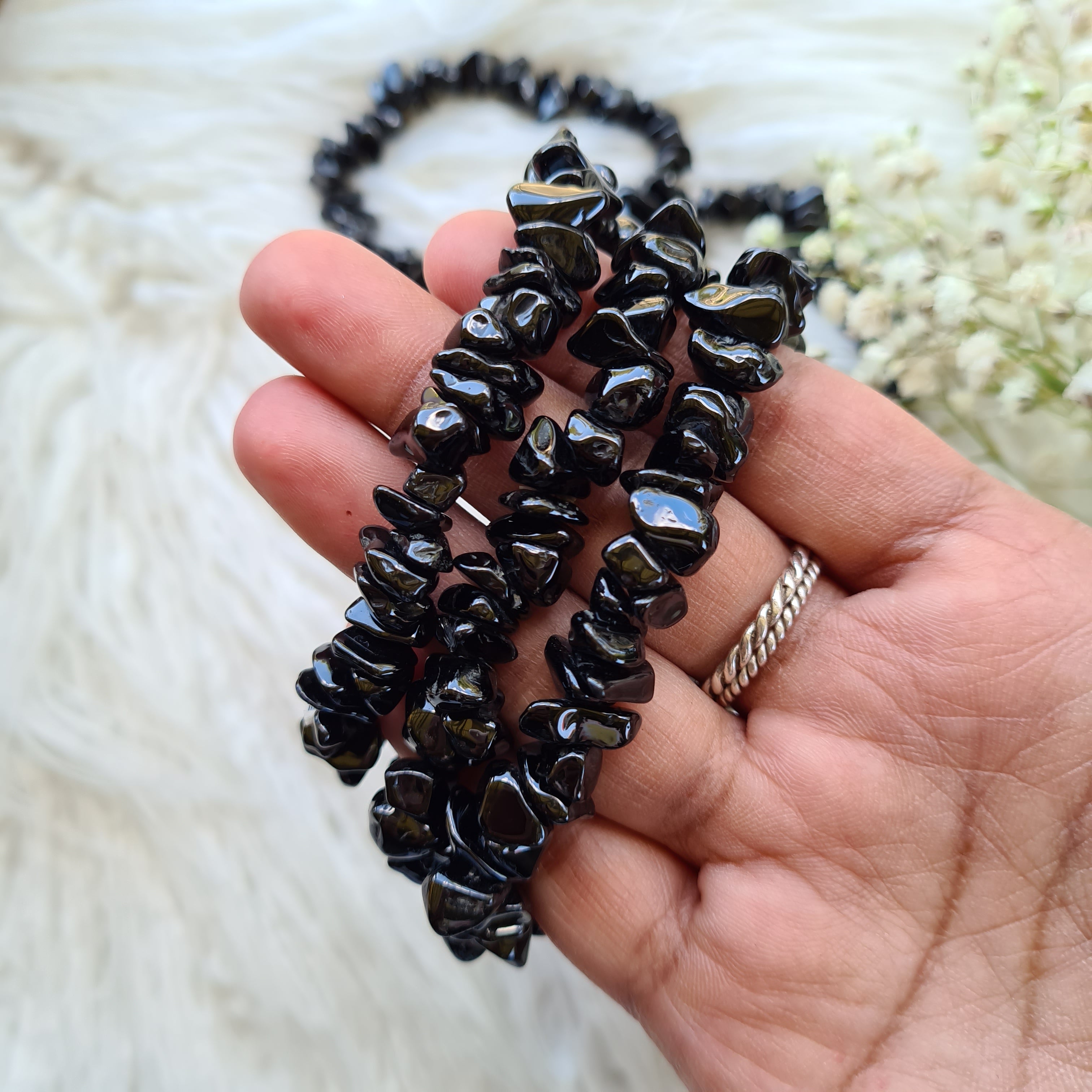 Protection | Black Tourmaline Crystal Chips Bracelet