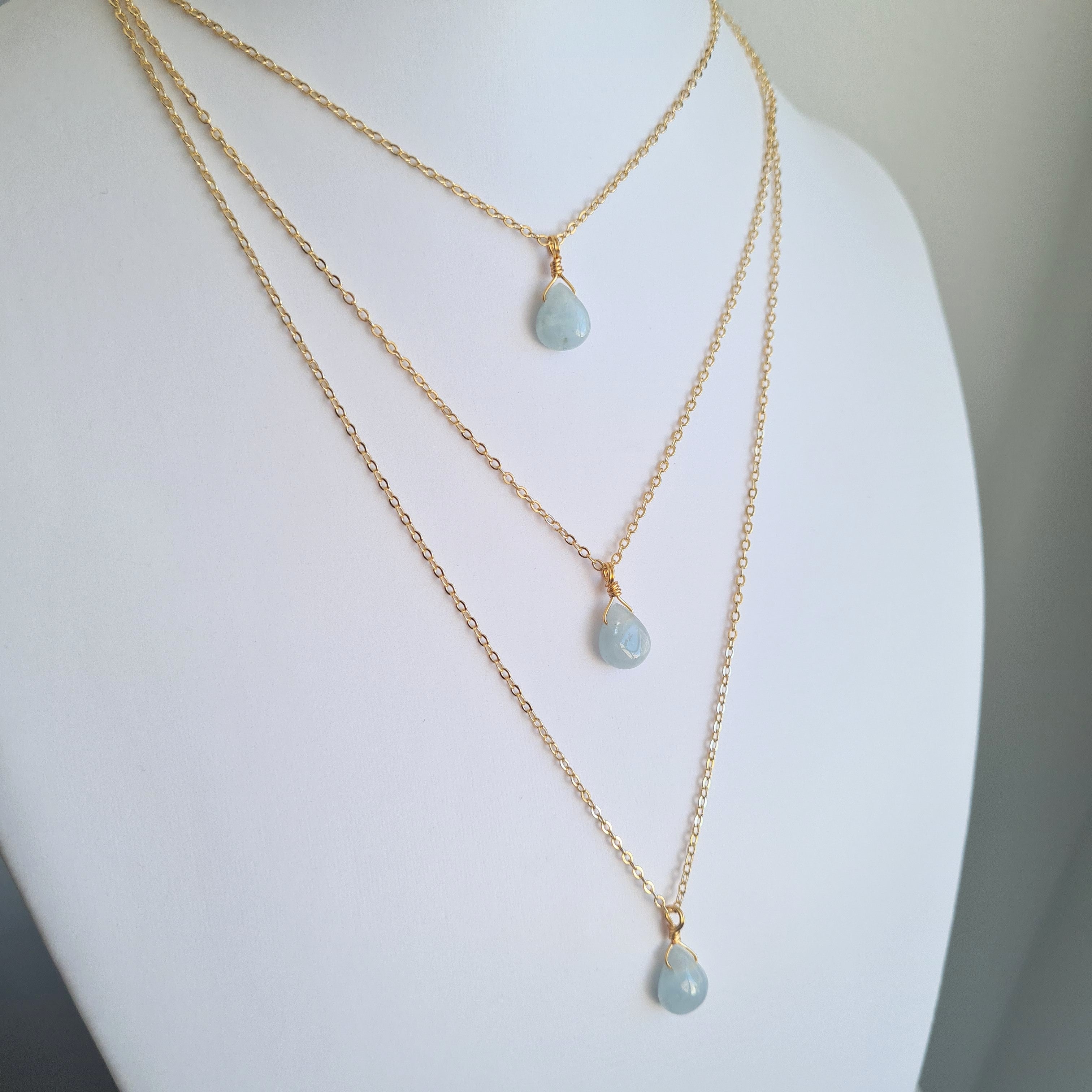 Aquamarine Necklace ~ Peaceful energy (Gold)