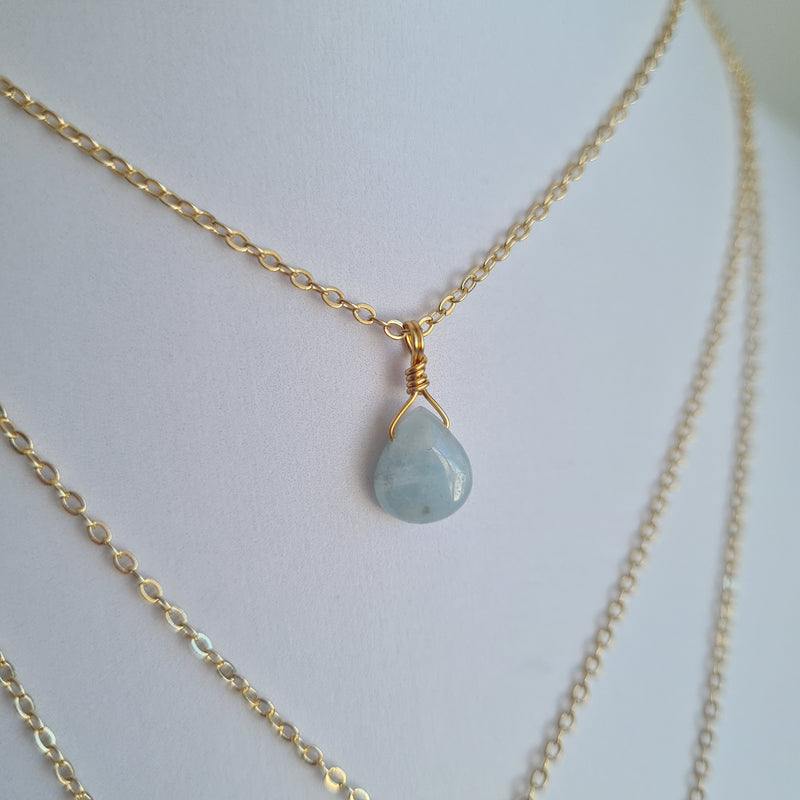 Aquamarine Necklace ~ Peaceful energy (Gold)