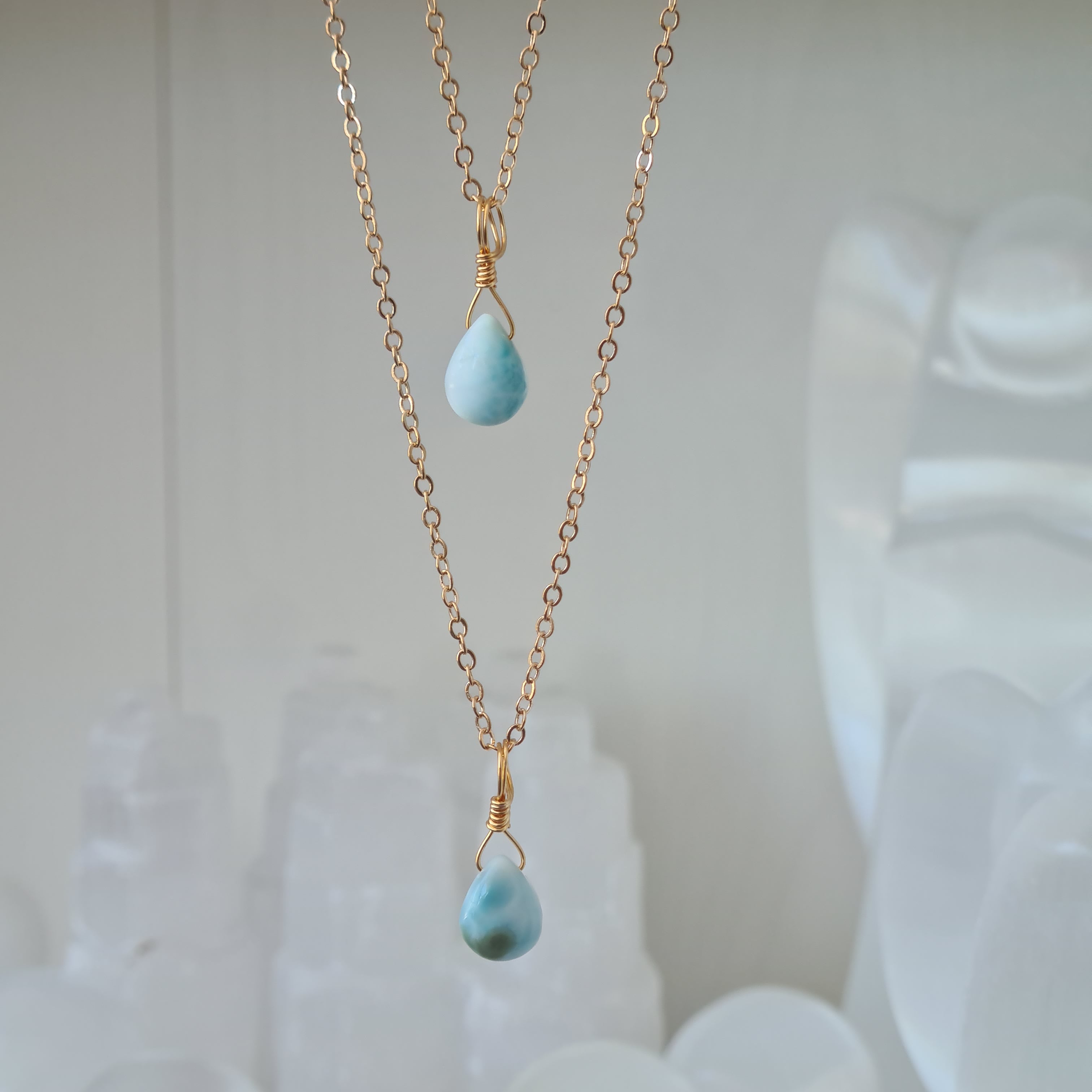 Larimar Necklace - Love Energy (Gold)