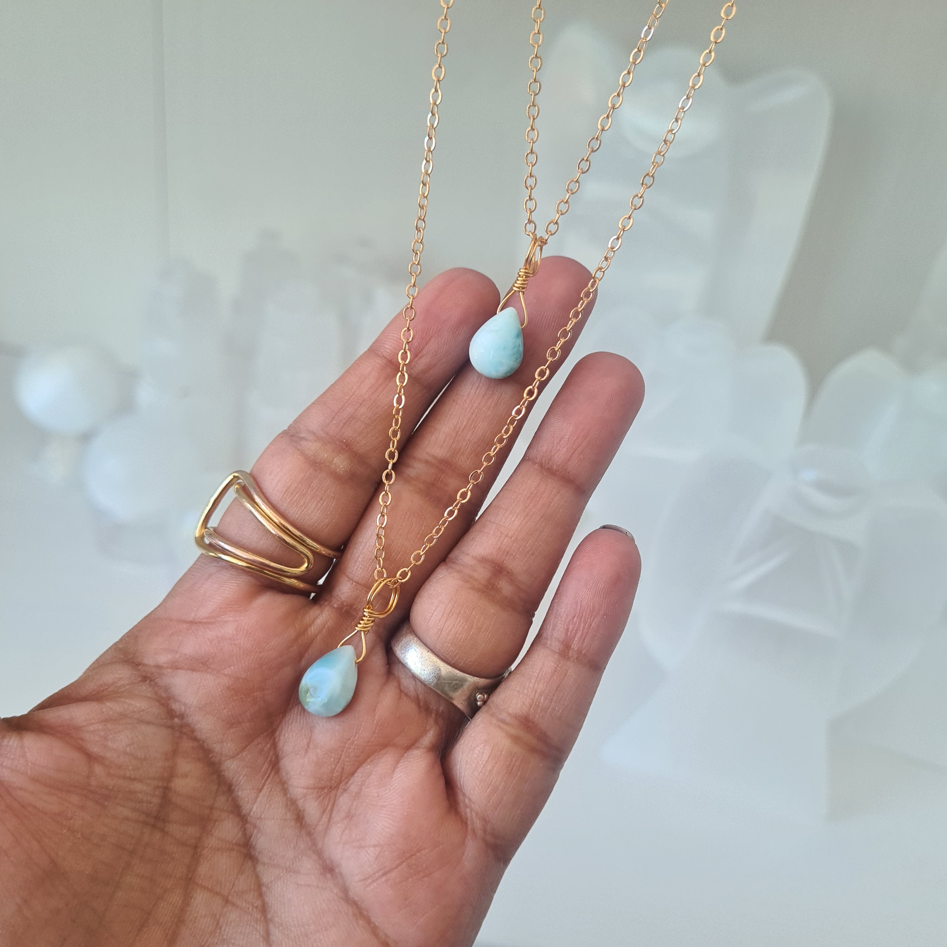 Larimar Necklace - Love Energy (Gold)