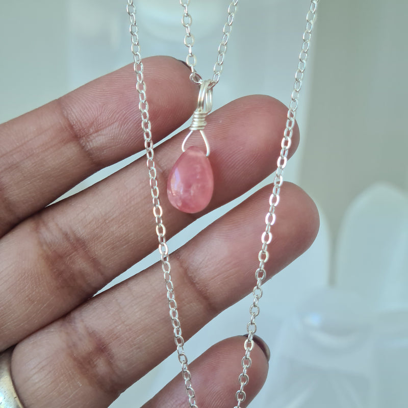 Rhodochrosite Necklace ~ Heart Healing (Silver)